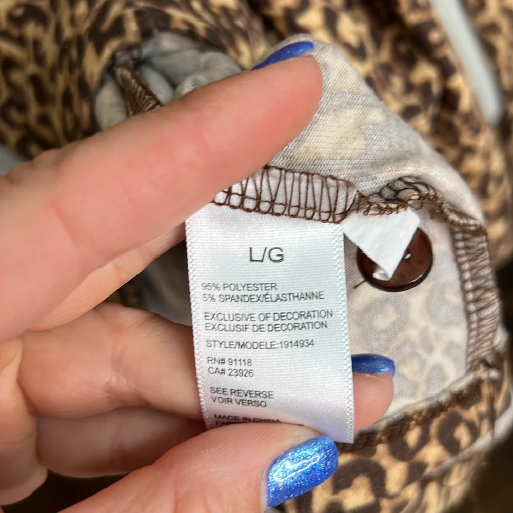 Jones New‎ York Animal Print Button Down PJ Top- L